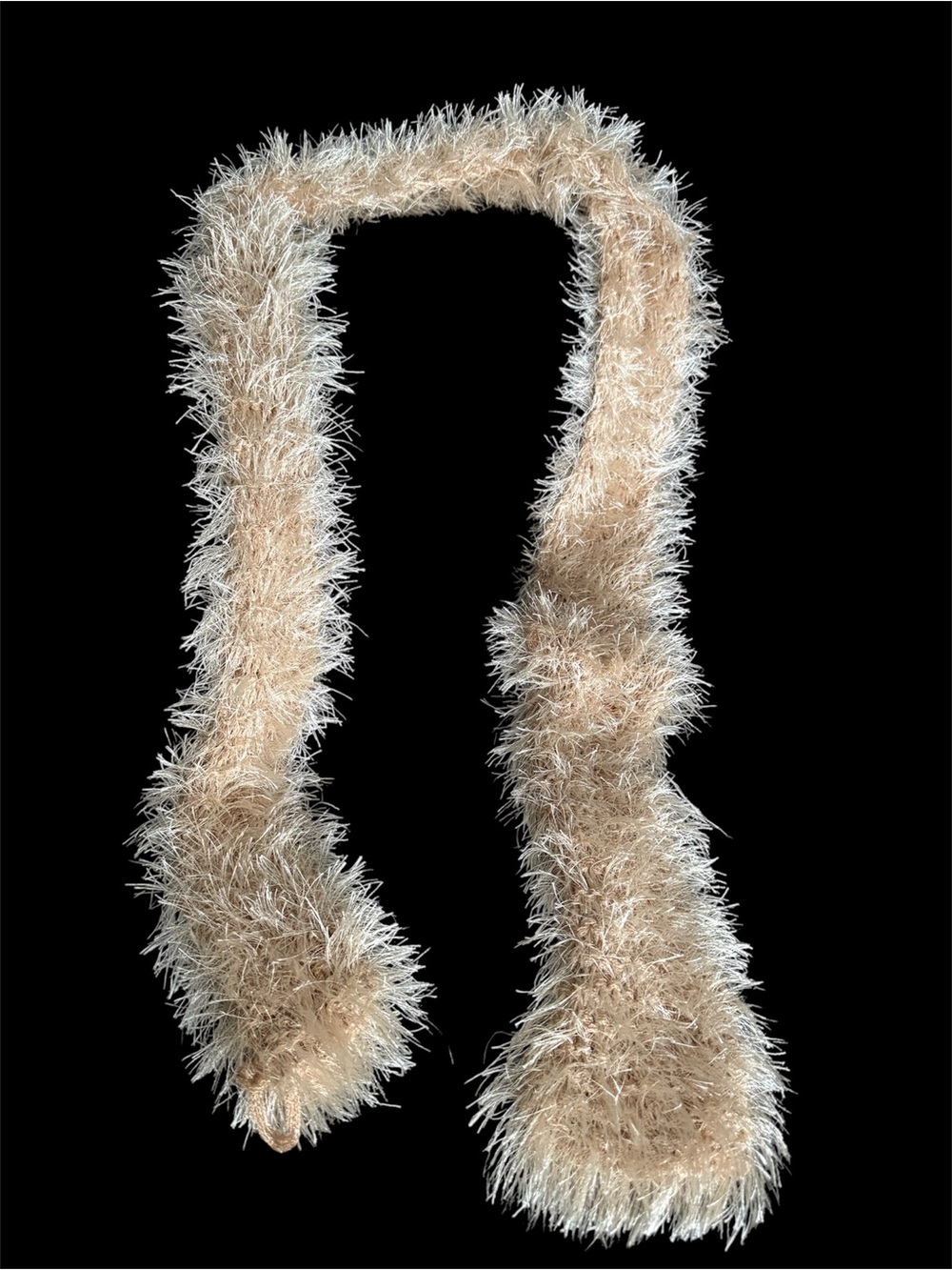 Soft Beige Faux-Fur Feathered Scarf - Plush Women's Wrap